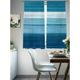 thumbnail image 4 of Teal Blue Sheer Curtains 72 Inches Long 2 Panels Gradient Stripe Abstract Lines Texture Modern Light Filtering Semi Sheer Window Curtains Drapes for Bedroom Living Room 52"x72", 4 of 7