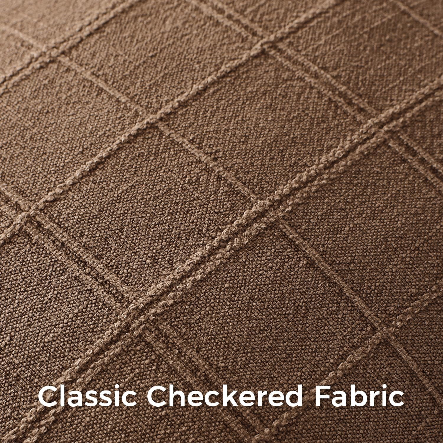 Linen Check Throw Pillow Covers Set of 2 - Natural Beige Farmhouse Modern Boho Vintage Decorative Cushion Covers for Sofa Couch Bedroom Living Room Decor（no pillow inset）