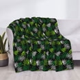 thumbnail image 3 of Honeii Tropical Leaves1 print throw blanket, crafted from cozy cotton flannel, offers versatile home decor as a bedding suitable for all seasons.-50"x40", 3 of 6