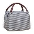 thumbnail image 2 of Insulated Lunch Bag for Women and Men, Large Capacity Lunch Tote, Reusable Oxford Cloth Cooler Bag, Navy Blue Striped Portable Thermal Lunch Box Bag for Work, Office, Picnic, Travel and Daily Meals, 2 of 9
