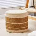 thumbnail image 2 of Tcbosik Handmade Natural Cattail Pouf Ottoman, 18" Round Footrest & Accent Stool, Boho Farmhouse Decor Seat for Living Room, Balcony & Small Spaces (Beige & Natural), 2 of 7