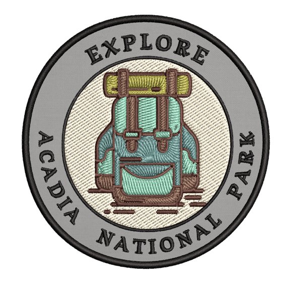 Explore! Acadia National Park 3.5 Inch Iron Or Sew On Embroidered Fabric Badge Patch Seek Adventure, National Park Iconic Series