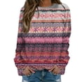 thumbnail image 2 of HLKJKLS Oversized Sweatshirt For Women Star Print Hoodless Long Sleeve Side Split Loose Pullover Sweatshirt Pink S-3Xl, 2 of 5