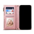 thumbnail image 2 of Allytech Flip Wallet Case for iPhone 15 Plus, Zipper Pocket Card Slots Kickstand Case with Shoulder Strap & Wrist Strap, Premium PU Leather Magnetic Clasp Shockproof Anti-Drop Case - Rosegold, 2 of 11