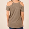 thumbnail image 5 of Camiseta de manga corta sólida de verano para mujer con hombros descubiertos y cuello en V informal con cordones OAVQHLG3B Store lin121212, 5 of 5