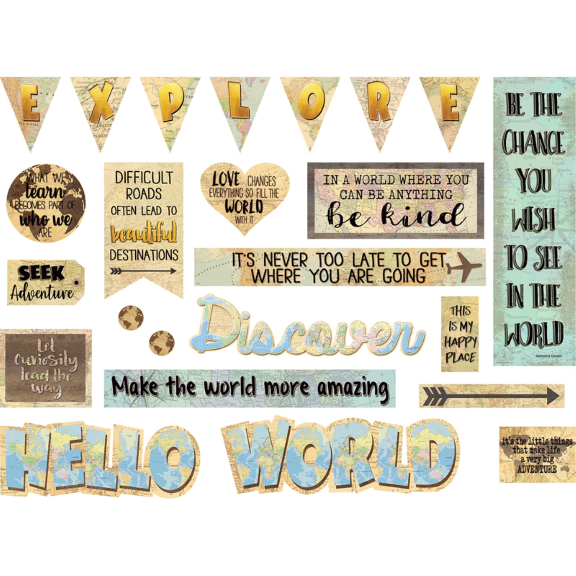 Travel the Map Mini Bulletin Board Set Bundle of 5