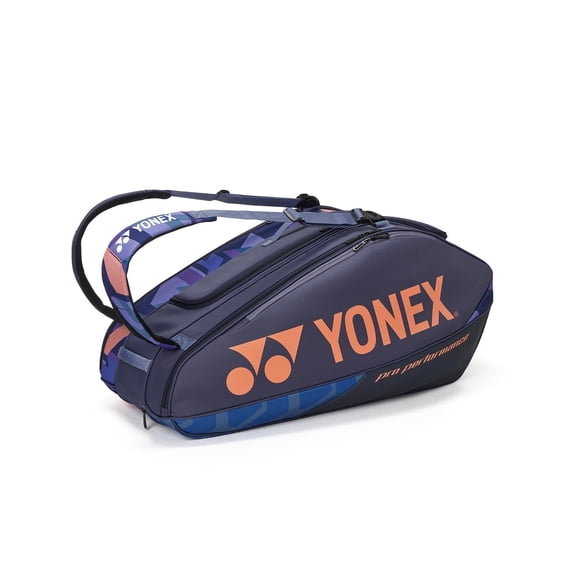 Yonex Pro Racquet Bag 9 PCs, Multi-Compartment 9-Racket Tennis Gear Travel Pack, Backpack Carry Straps/Grab Handle, Midnight Navy