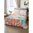 thumbnail image 2 of Ocean Coral California King Size Flat Sheet, Wrinkleproof & Fadeproof Cooling Flat Bed Sheet Only, Orange Red Green Turquoise Plant Branch Breathable Soft Bedding Top Sheets 108 x 98 Inches, 2 of 8