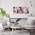 thumbnail image 6 of Pink and Grey Abstract Geometric Circle Canvas Wall Art Pink Pictures Framed Artwork for Living Room Bedroom Wall Decoration (Pink), 6 of 7