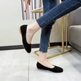 thumbnail image 6 of KIJBLAE Women's Solid Color Square Toe Slip-On Flats Comfortable Suede Shoes Black 38, 6 of 6