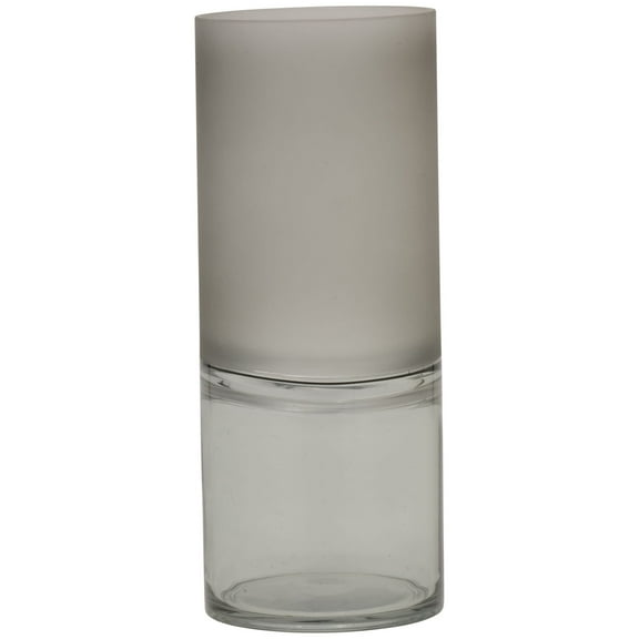Elements 10 Inch Clear Glass Cylinder Vase with Gray Top