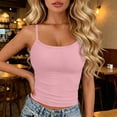 thumbnail image 2 of COMVALUE Spaghetti Strap Crop Tank Tops for Women Cute Summer Camisoles for Teens Fitted Basic Layering Cami Undershirts Pink for Size One Size, 2 of 9