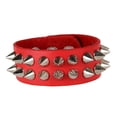 thumbnail image 1 of Minnieouse Pulseras con remaches Durable Ligero Punk Cuff Brazaletes Cuero Resistente Unisex Elástico Joyería de moda Mujer Rojo Type3 NO3, 1 of 6