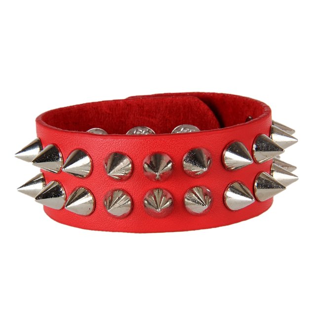 Minnieouse Pulseras con remaches Durable Ligero Punk Cuff Brazaletes Cuero Resistente Unisex Elástico Joyería de moda Mujer Rojo Type3 NO3