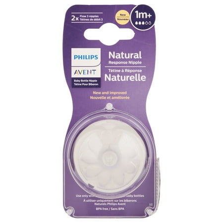 Philips Avent Natural Response Silicone Nipple Flow 3 1M+ 2 Ct