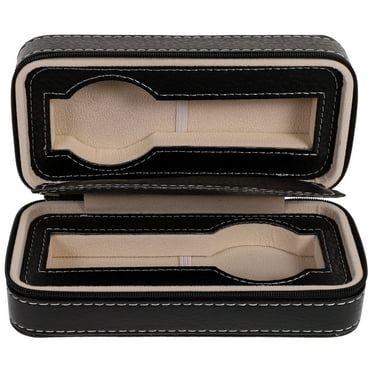 Masteelf Black Zippered Watch Travel Case Holds 2 Watches Interior Storage Organizer Watch Collection