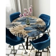 thumbnail image 5 of nqOlkjepod Blue Brown Botanical Round Tablecloth, Fitted Table Cover with Elastic for 36"-44" Round Tables, Summer Vintage Flowers Table Cloth Outdoor Indoor Dinning Party Waterproof Tablecloths, 5 of 6