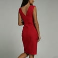 thumbnail image 5 of Rvasteizo Womens Sleeveless V Neck Dress Solid Color Pleated Slit Knee Length Summer Dress, 5 of 5