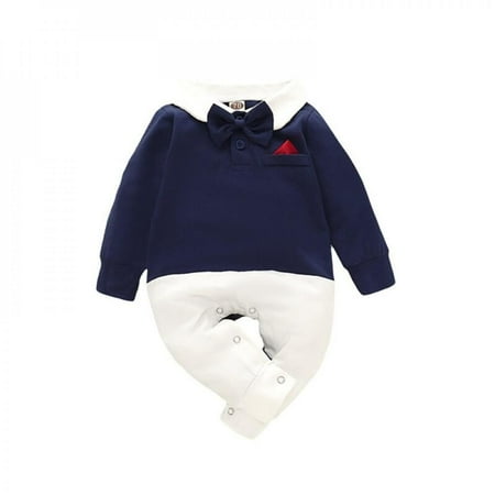 

Springborn Autumn Casual Jumpsuits Baby Boy Long Sleeve Patchwork Rompers Kids Bodysuits 0-18M