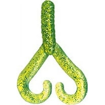 Arkie Lures 4 inch Twin Tail Grubs Soft Plastic Lure, Color Chartreuse Glitter