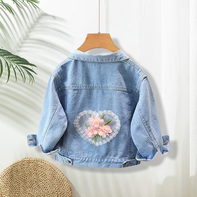 Children's Denim Jackets For Spring And Autumn Small Medium And Large Children's Clothing Stylish Jackets And Tops Beige