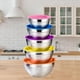 thumbnail image 1 of Bandejas para r Juego de Cocina con Espejo Pulido Anidado de Acero Inoxidable Más Grueso para r Preparación de Alimentos Ahorro de Espacio - 5 piezas 5 piezas de gorro de colores Soledad Tazones para mezclar, 1 of 10