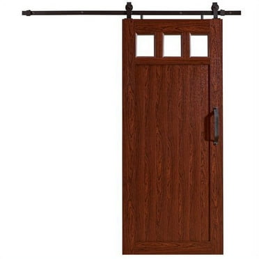 Millbrooke 36"w x 84"h PVC Window Barn Door Kit Cherry