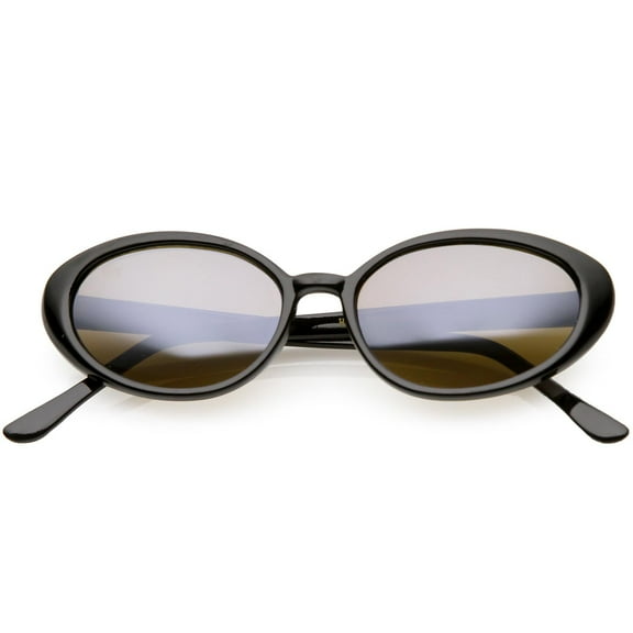 True Vintage Oval Sunglasses Colored Mirror Lens 51mm (Black / Brown Mirror)