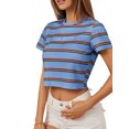thumbnail image 2 of Lovito Casual Striped Round Neck Short Sleeve T-Shirts, 2 of 5