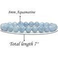 thumbnail image 2 of Natural Aquamarine Gemstone 8mm Round Beads Stretch Bracelet 7" Unisex, 2 of 5