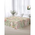 thumbnail image 5 of Pink Flowers Twim XL Size Flat Sheet, Wrinkleproof & Fadeproof Cooling Flat Bed Sheet Only, Green Country Botanical Floral Leaves Breathable Soft Bedding Top Sheets 66 x 102 Inches, 5 of 8