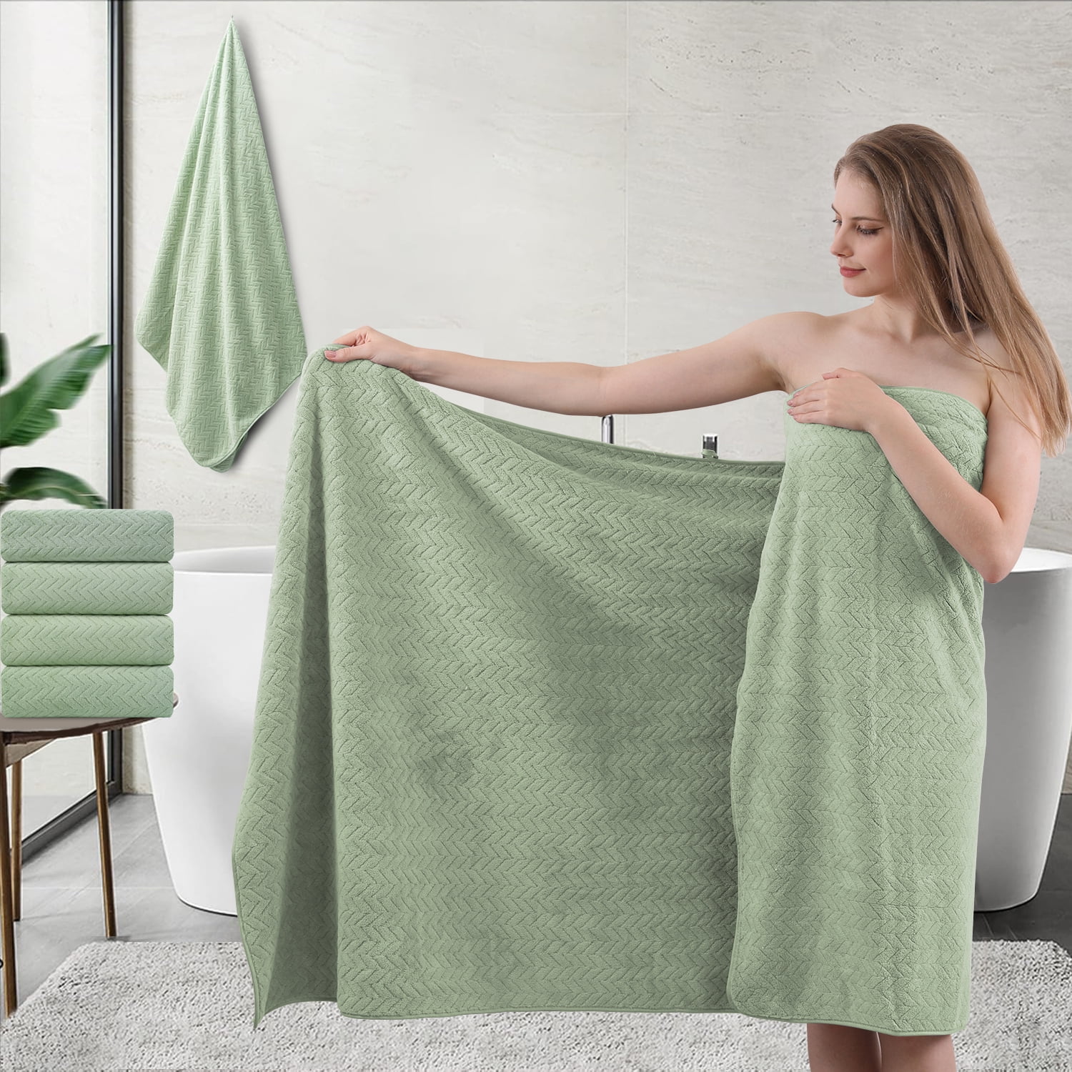 Beartech 8 Piece Bath Towel Set |2 Oversized Large Bath Towels Sheet, 2 Hand Towels & 4 Washcloths| Ultra Soft Towel Set Highly Absorbent Quick Dry Hotel Towel Collection