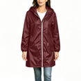 thumbnail image 4 of Enjoytime Rain Coats for Women Waterproof Hooded Long Rain Jacket Outdoor Travel Lightweight Windbreaker, 4 of 8