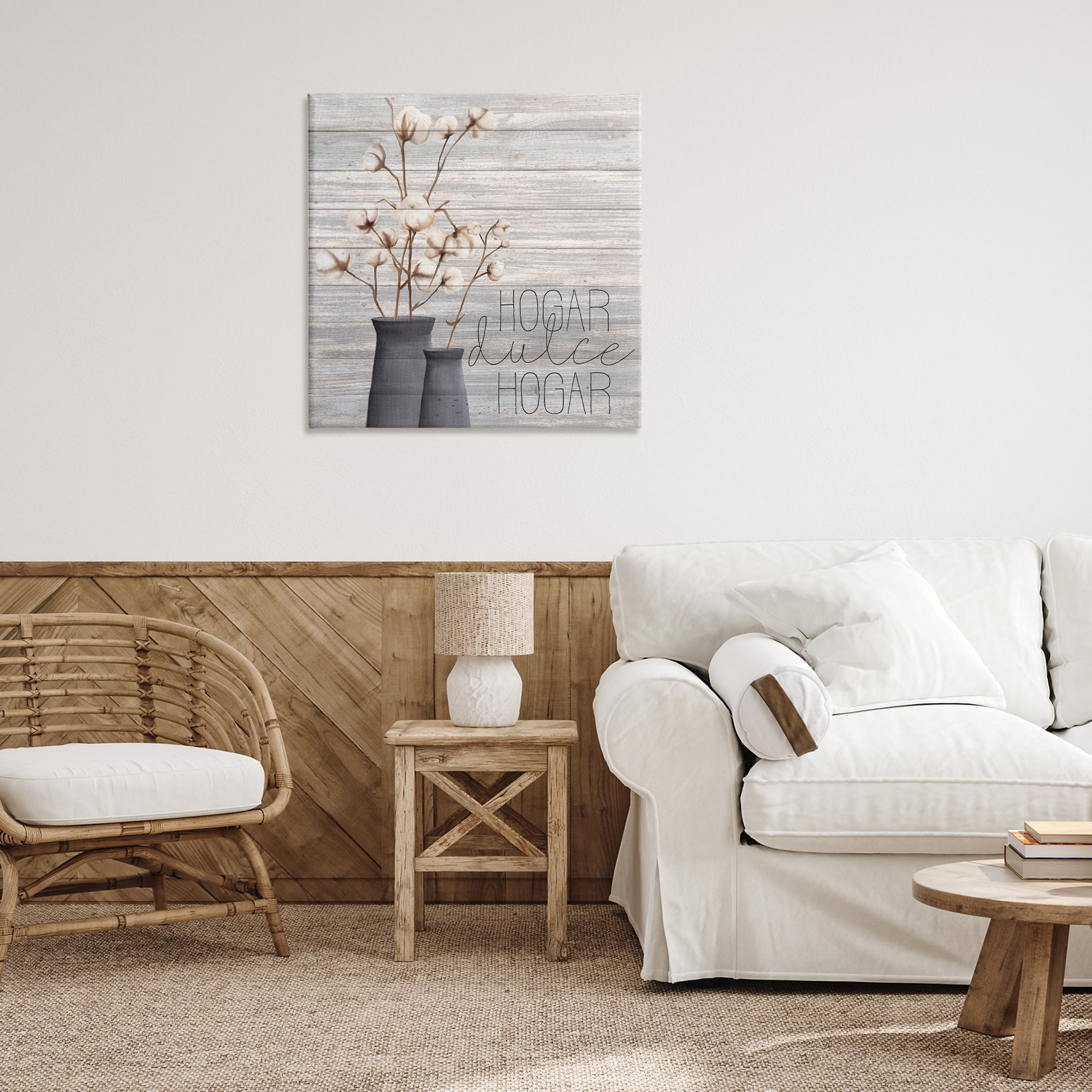 Stupell Industries Hogar Dulce Hogar con Algodón Inspirational Quotes & Sayings Painting Wrapped Canvas Art Print Wall Art, 30 x 30