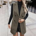 thumbnail image 7 of Oplxuo Long Vest for Women Sleeveless Tweed Blazer Fall Jackets Cardigan Outerwear, 7 of 7