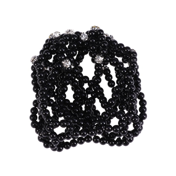 EeaseMX Redecilla elástica para el cabello Redecilla hecha a mano de punto de ganchillo Red de orejas para danza (Negro)