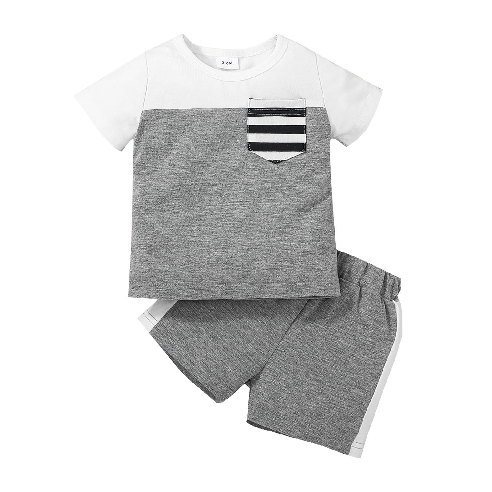 New Born Baby Girl Outfit Baby Clothes Girl Striped T-shirt Boys Sleeve Outfits 3M-24M Baby Sports Girls Short Tops Printed Shorts Girls Outfits&Set Girls Fashion Size 7 8 - image 1 of 9