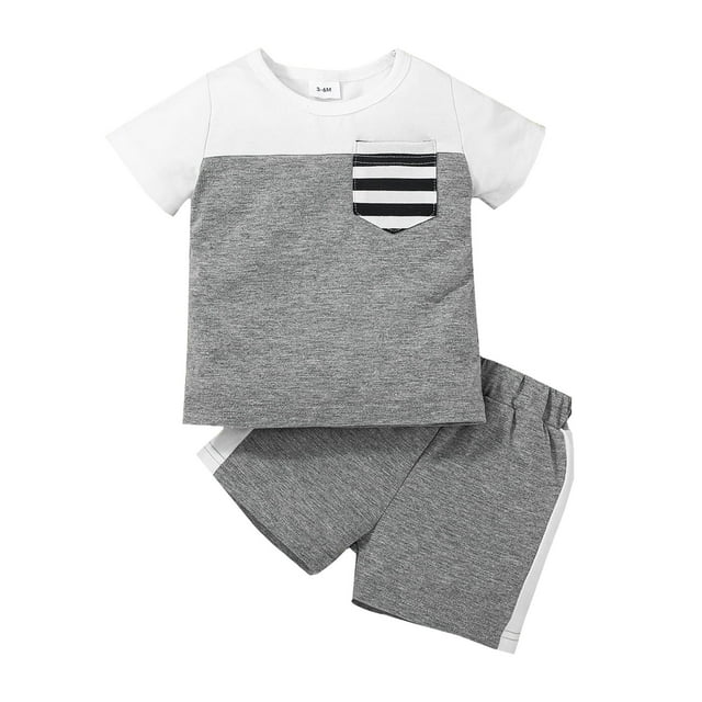 New Born Baby Girl Outfit Baby Clothes Girl Striped T-shirt Boys Sleeve Outfits 3M-24M Baby Sports Girls Short Tops Printed Shorts Girls Outfits&Set Girls Fashion Size 7 8