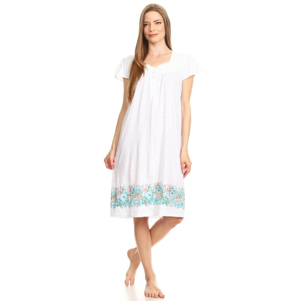 Premiere Fashion - 00124 Women Nightgown Sleepwear Pajamas Short Sleeve ...