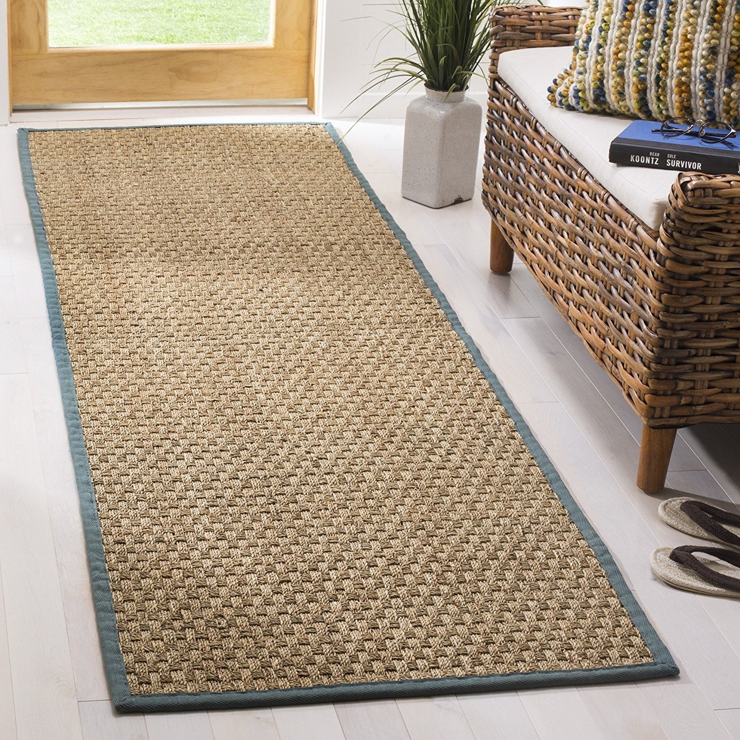 Safavieh Natural Fiber Collection NF114M Basketweave Natural and Light