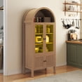 thumbnail image 1 of DEXTRUS LED Arched Storage Display Cabinet with Glass Doors, Kitchen Pantry Cabinet,Natural, 1 of 11
