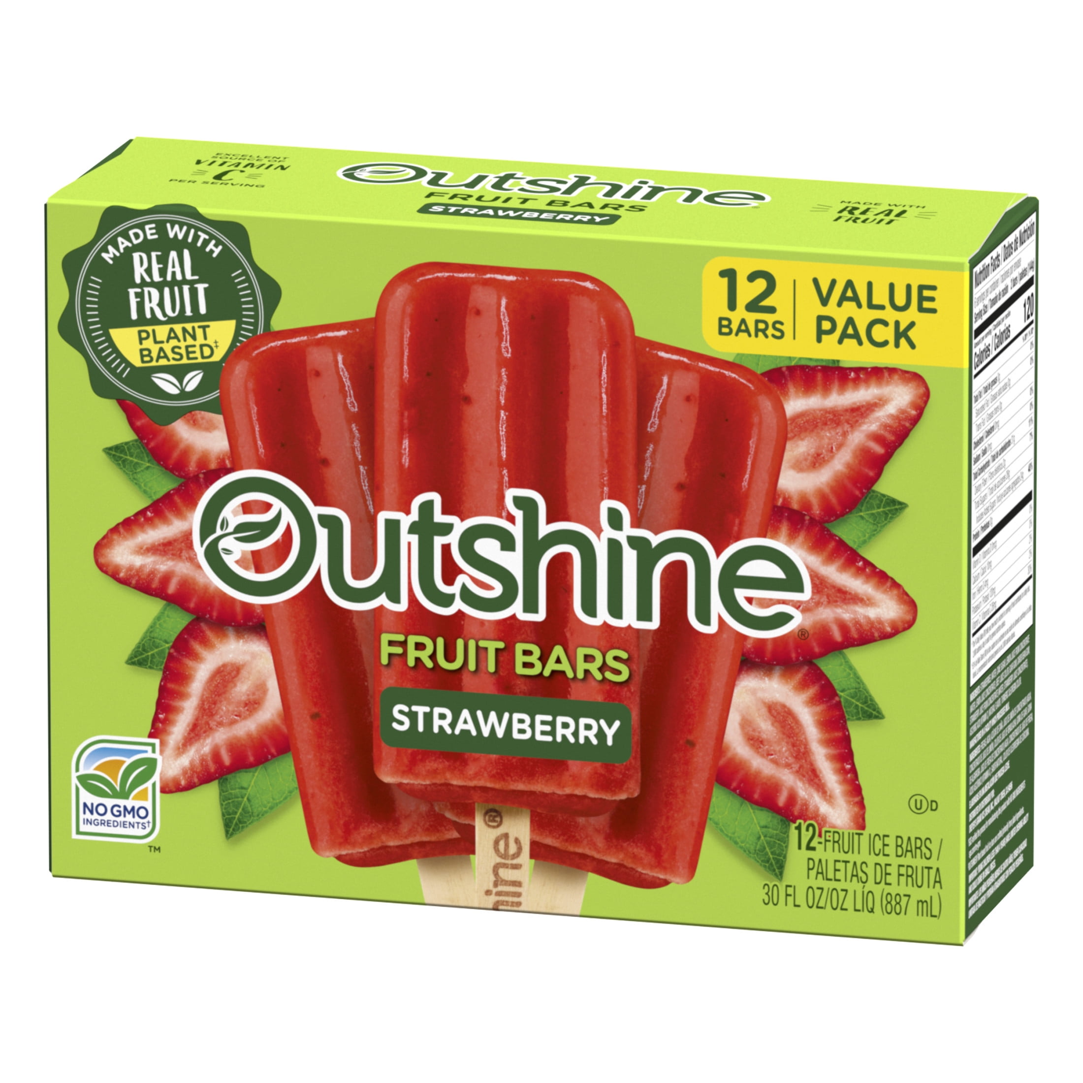 Outshine Strawberry Frozen Fruit Bars, Non-GMO, Gluten Free 12 Count