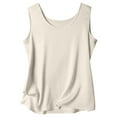 thumbnail image 3 of DuoJiaJ Women's Pure Color Silk Strap Tank Top With Round Neck Women's Blouses Gold L, 3 of 3