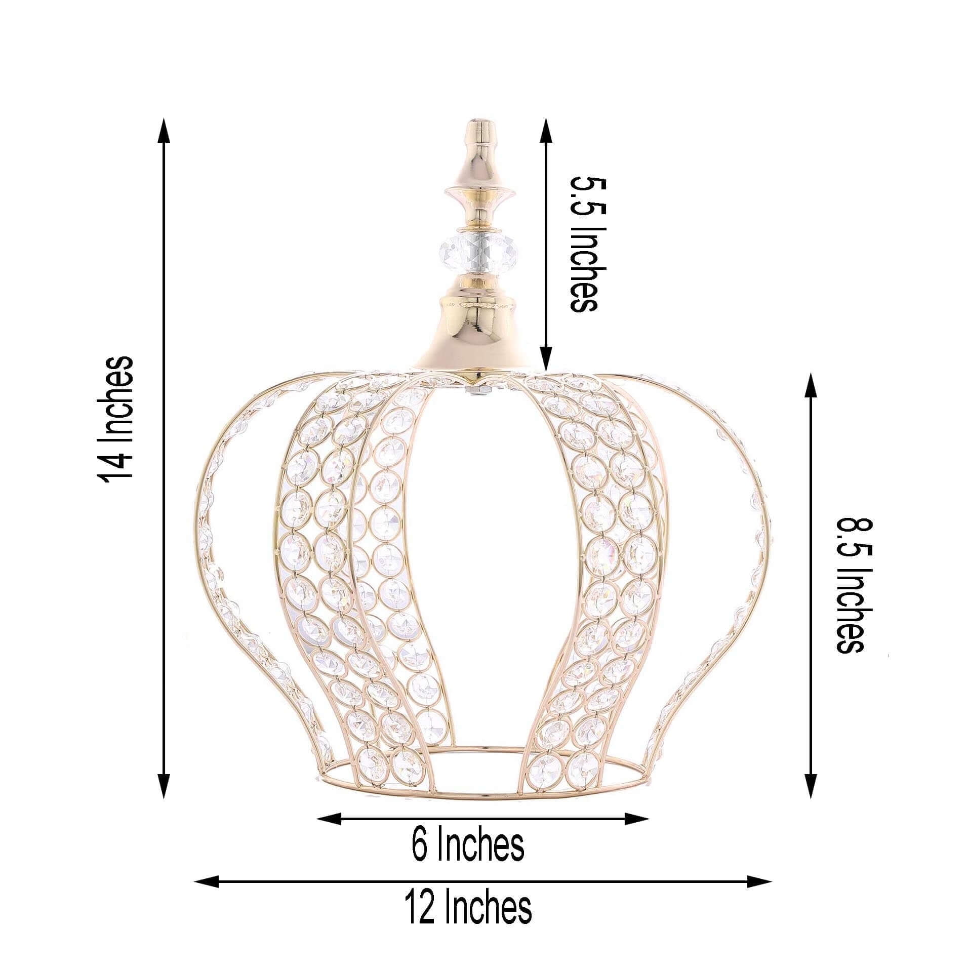 Efavormart 14" Gold Crystal Metallic Royal Crown Cake Topper with 168 Acrylic Beads For Wedding Birthday Party Special Event