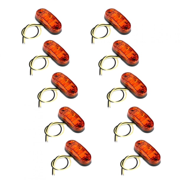 10 Uds 2LED lámpara de señal de luz de posición lateral para coche camión remolque 10-30V amarillo