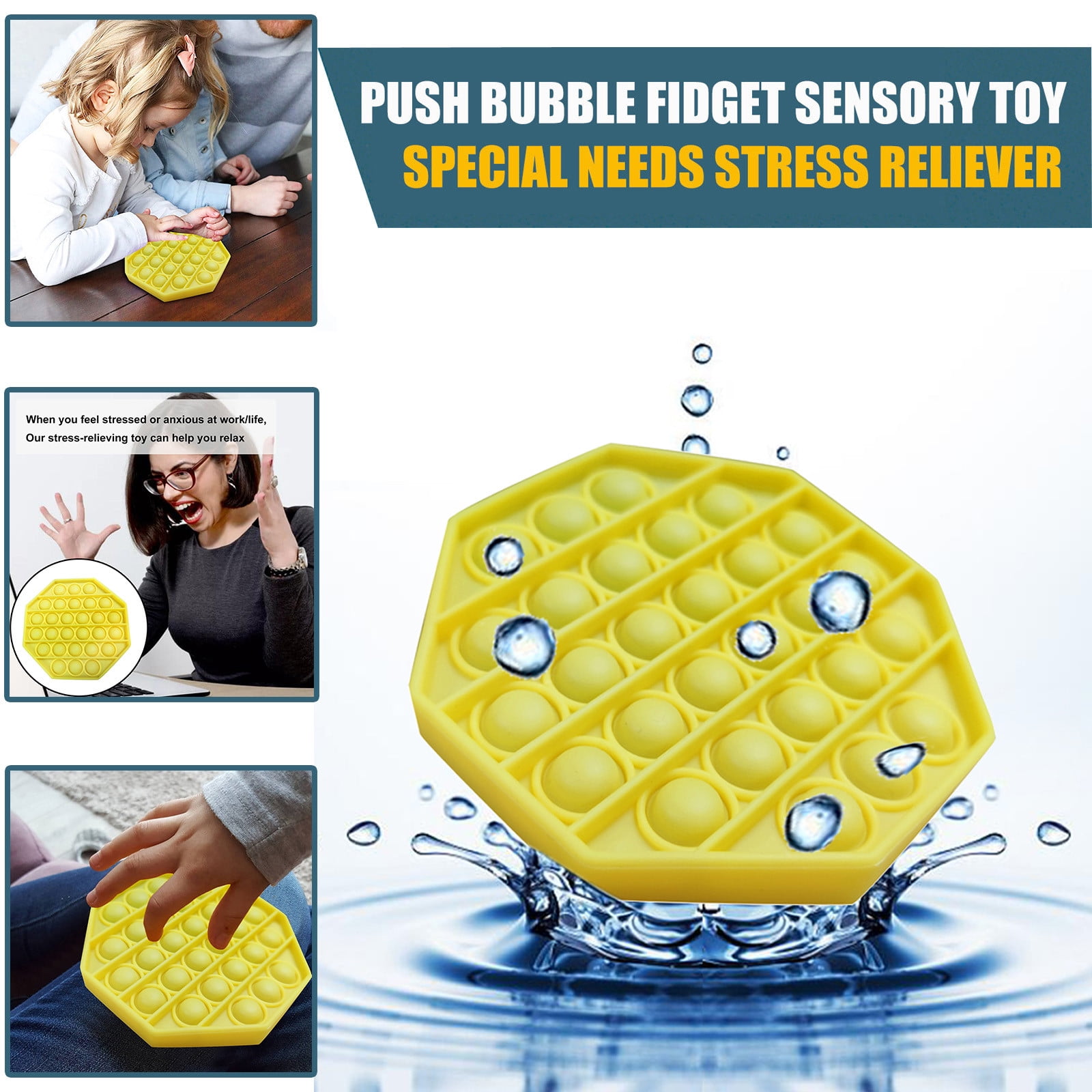 Anxiety-Relieving Toys for Special Needs of Autism and Stress Relief Washable and Reusable Squeeze-Bubble Characteristic Induction Toys Round 3pcs 3pcs Push-Bubble Sensory Fixed Toys