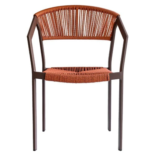 Silla Porto Café con Naranja Aluminio y Cuerda Exterior
