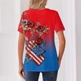 thumbnail image 4 of LWavelet Fourth of July Shirts for Women 3/4 Length Sleeve Tops Round Crew Casual Glitter Patriotic Stripe Tee Red L, 4 of 4