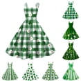 thumbnail image 2 of vigerkar Women's St. Patrick's Day Sleeveless Dress Ireland Shamrock Print Vintage Dress Swing Clover Leaf Dress (Light Yellow, XL), 2 of 6