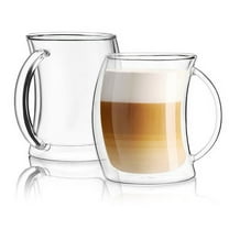 JoyJolt  Caleo Glass Coffee/ Latte Cups, Double Wall Insulated Glasses, Set of 2 13.5 oz - 13.5 oz